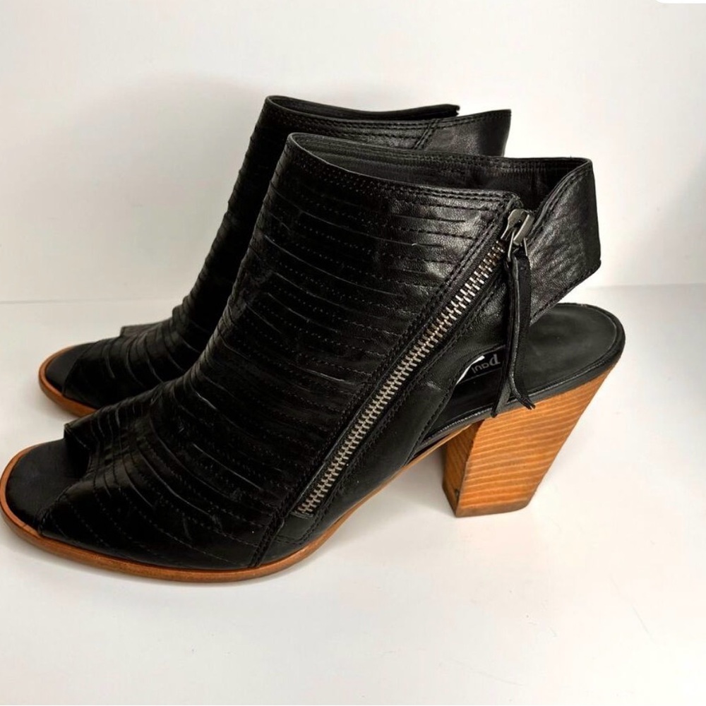 Paul Green Black Leather Ankle Booties